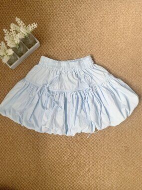 Sky Blue Puff Bubble Mini Skirt w Built In Shorts Ballet